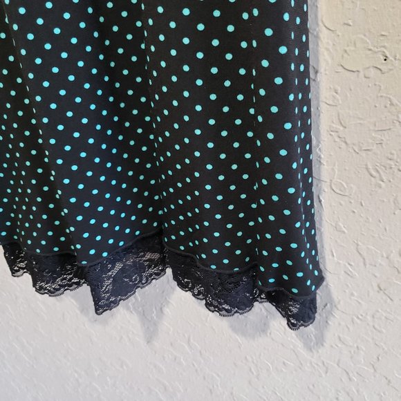Rampage Black Teal Polka Dot Lace Dress Bow - Picture 3 of 8